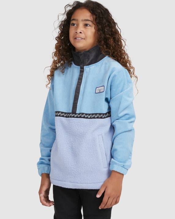 Boys Dusty Blue Billabong Space Cow Half-Zip Pullover 80P81123