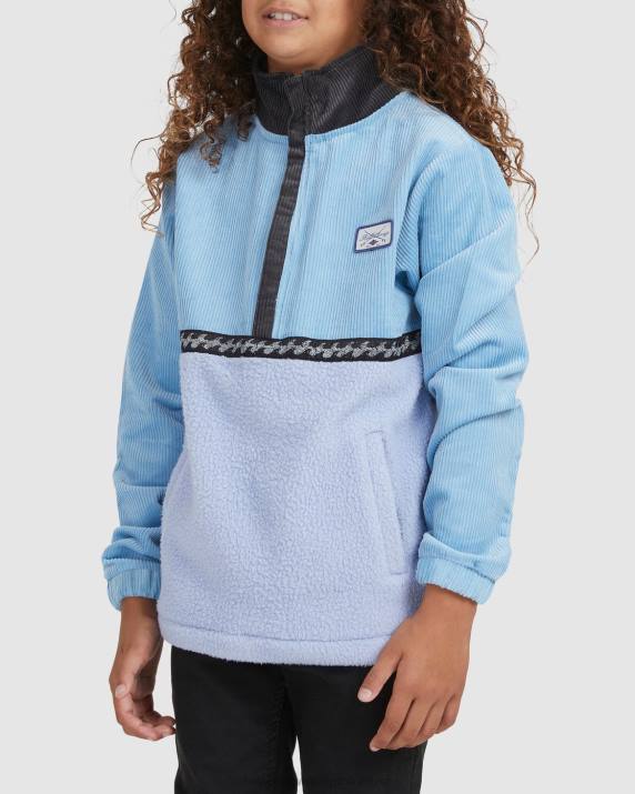 Boys Dusty Blue Billabong Space Cow Half-Zip Pullover 80P81123