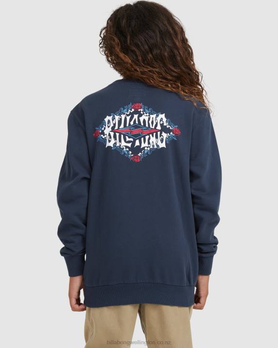 Boys Navy Billabong Shadow Diamond Crewneck Sweatshirt 80P81117