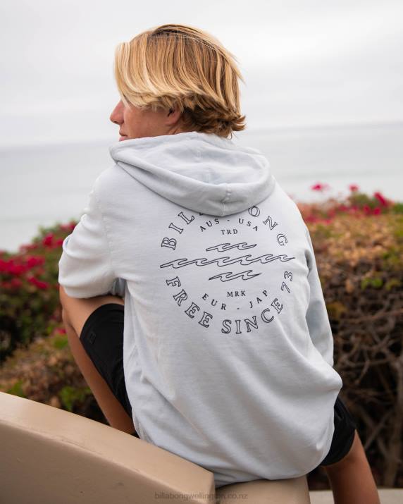 Boys Smoke Blue Billabong Big Wave Dan Pullover Hoodie 80P81133