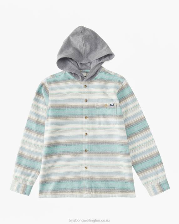 Boys Stone Billabong Baja Hooded Flannel Shirt 80P81108
