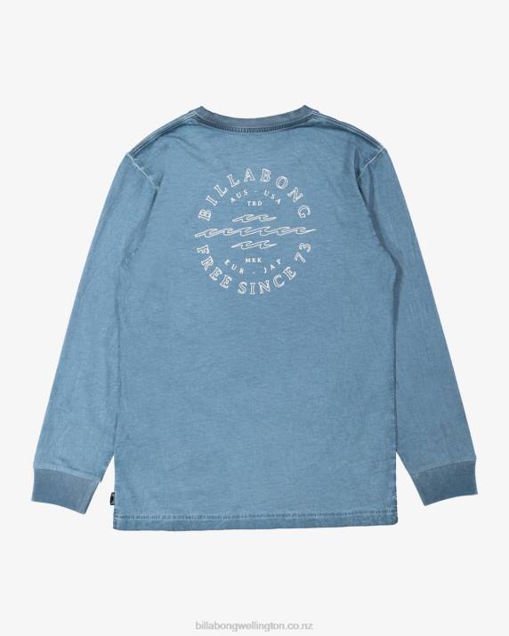 Boys Smoke Blue Billabong Big Wave Dan Long Sleeve T-Shirt 80P81102
