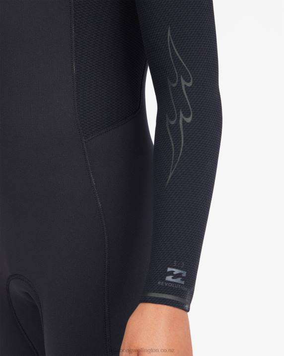 Boys Black Billabong 4/3 Revolution Chest Zip Full Wetsuit 80P81111