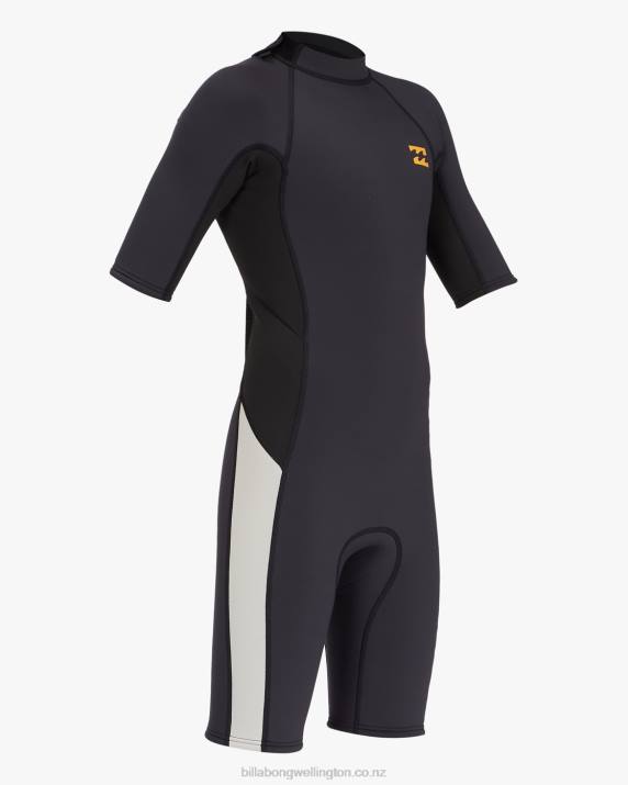 Boys Black Rock Billabong 2/2 Absolute Back Zip Short Sleeve Spring Suit 80P8992