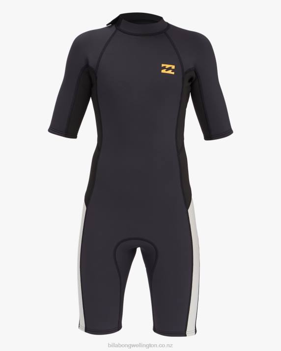 Boys Black Rock Billabong 2/2 Absolute Back Zip Short Sleeve Spring Suit 80P8992