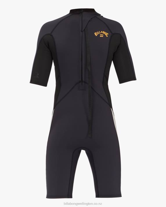 Boys Black Rock Billabong 2/2 Absolute Back Zip Short Sleeve Spring Suit 80P8992