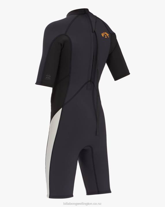 Boys Black Rock Billabong 2/2 Absolute Back Zip Short Sleeve Spring Suit 80P8992