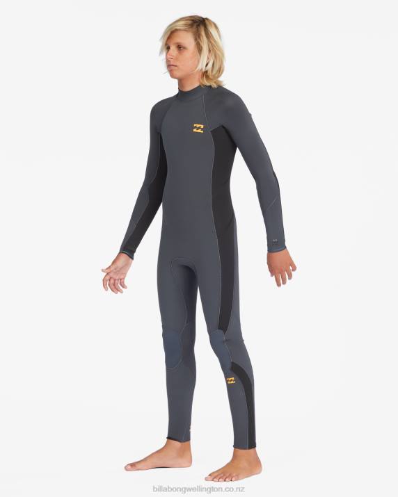 Boys Graphite Billabong 4/3 Absolute Back Zip Full Wetsuit 80P8995