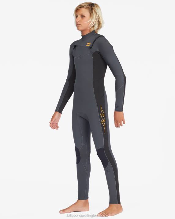 Boys Graphite Billabong 4/3 Absolute Chest Zip Full Wetsuit 80P81000