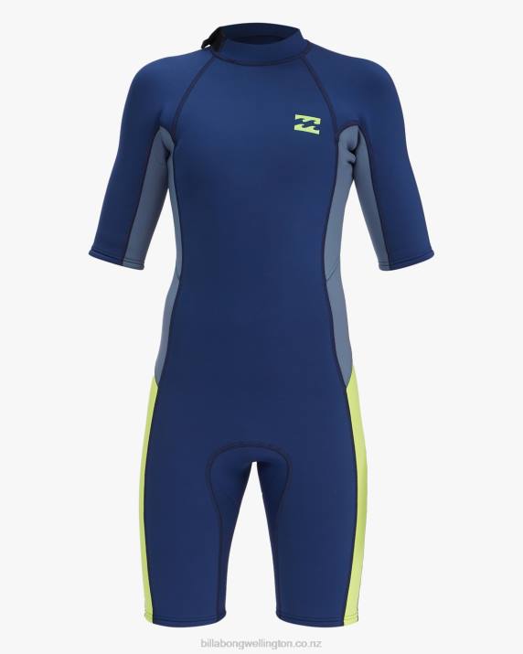 Boys Navy Billabong 2/2 Absolute Back Zip Short Sleeve Spring Suit 80P8993
