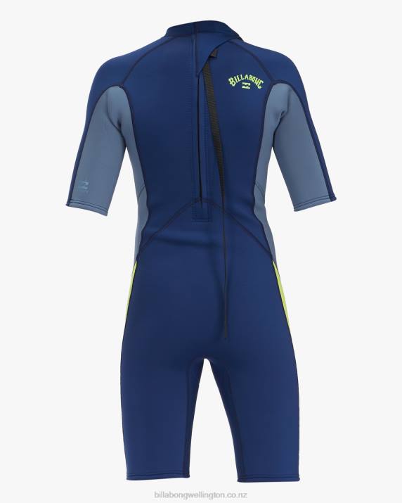 Boys Navy Billabong 2/2 Absolute Back Zip Short Sleeve Spring Suit 80P8993