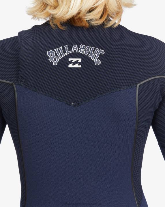Boys Navy Billabong 4/3 Furnace Comp Chest Zip Full Wetsuit 80P81129