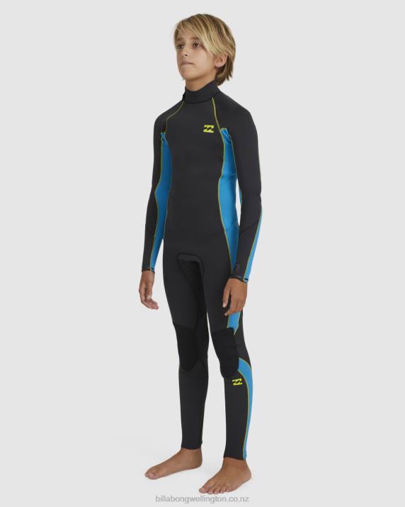 Boys Neon Night Billabong 3/2 Absolute Back Zip Full Wetsuit 80P8983