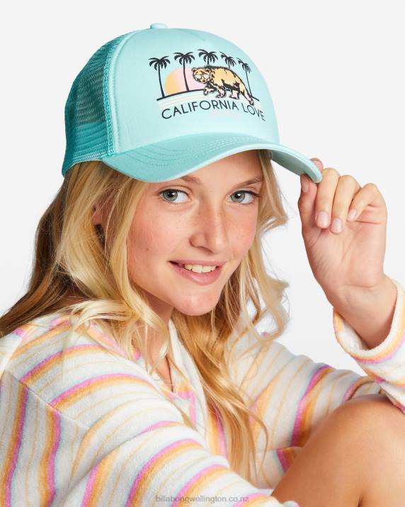 Girls Pure Aqua Billabong Pitstop Jr Trucker Hat 80P82700