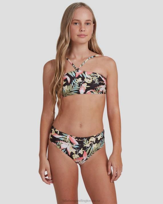Girls Black Billabong Love Palms Bandeau Bikini Set 80P82794