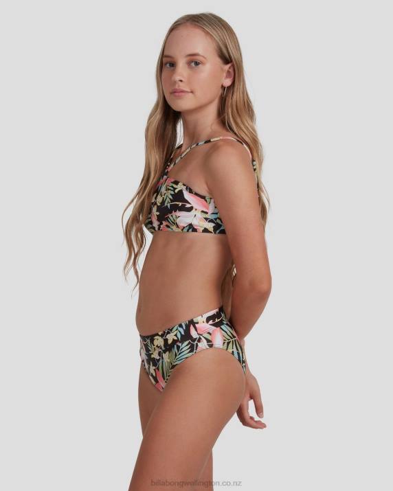 Girls Black Billabong Love Palms Bandeau Bikini Set 80P82794