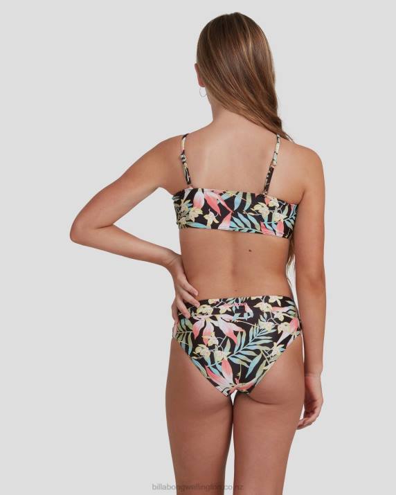 Girls Black Billabong Love Palms Bandeau Bikini Set 80P82794