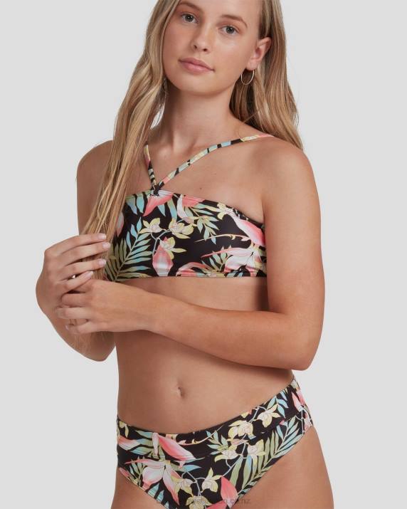 Girls Black Billabong Love Palms Bandeau Bikini Set 80P82794