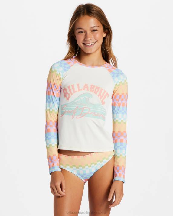 Girls Multi Billabong Paradise Check Long Sleeve Rashguard Set 80P82630