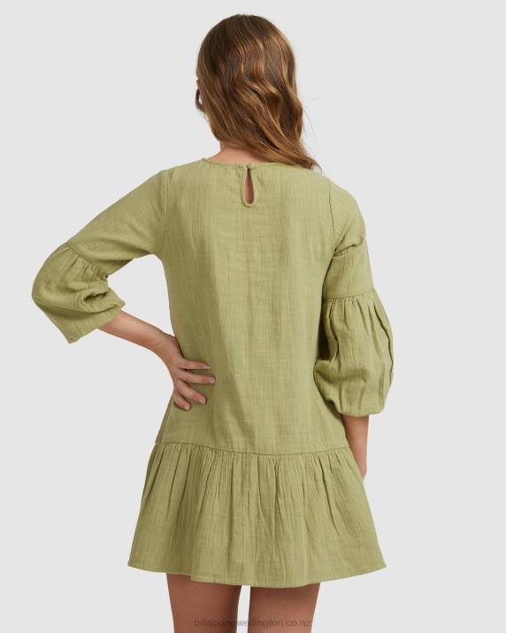 Girls Avocado Billabong Mini Wishes Long Sleeve Dress 80P82795