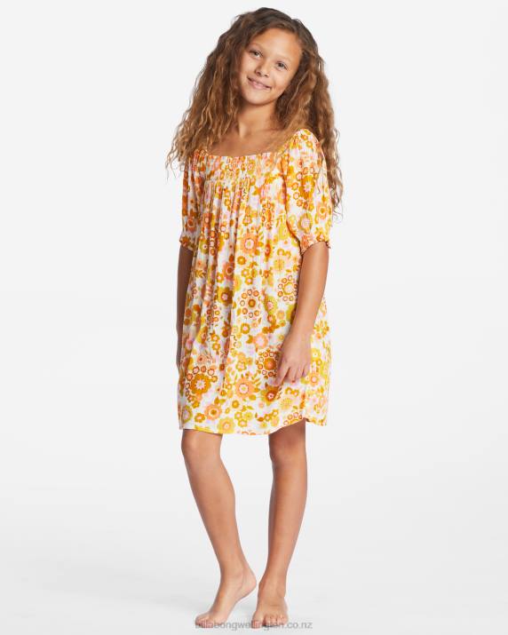 Girls Orange Peel Billabong Feelin Sweet Babydoll Dress 80P82652