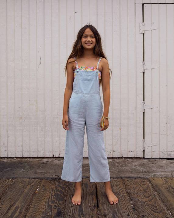 Girls Light Chambray Billabong Wild Lengths Jr Overalls 80P82678