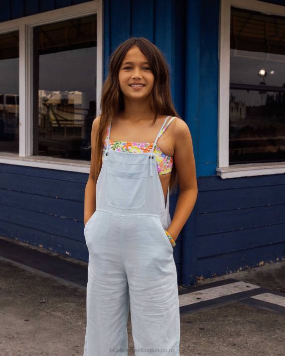Girls Light Chambray Billabong Wild Lengths Jr Overalls 80P82678