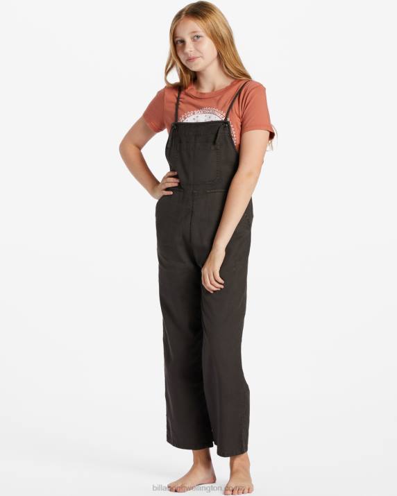 Girls Off Black Billabong Wild Lengths Jr Overalls 80P82602