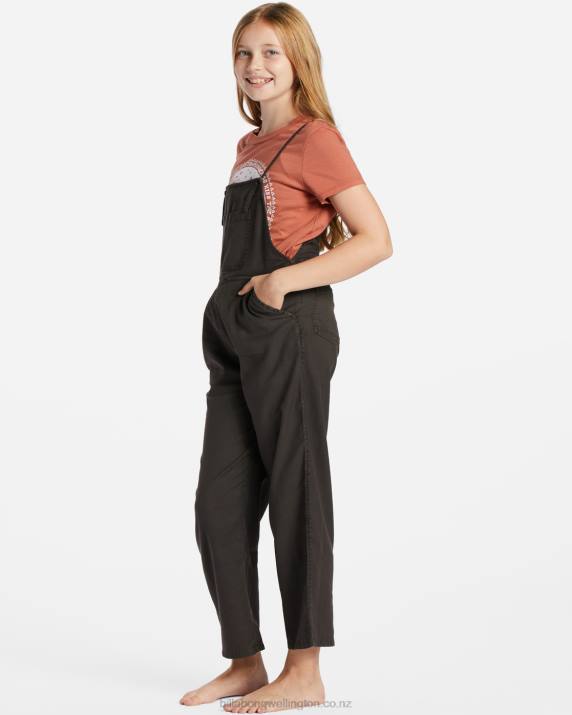 Girls Off Black Billabong Wild Lengths Jr Overalls 80P82602