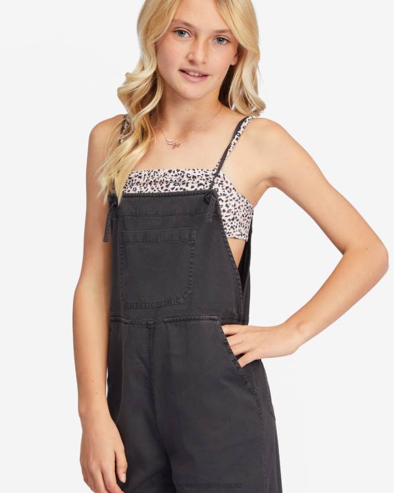 Girls Off Black Billabong Wild Lengths Jr Overalls 80P82602