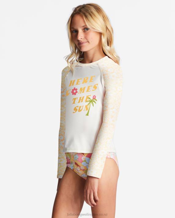 Girls Golden Peach Billabong 4-16 Sunbeams Forever Long Sleeve UPF 50 Rashguard 80P82747