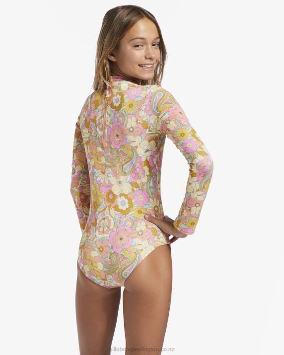 Girls Multi Billabong 4-16 Sunbeams Forever UPF 50 Long Sleeve One-Piece Swimsuit 80P82735