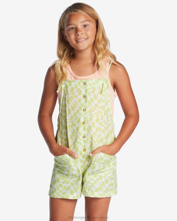 Girls Light Lime Billabong Wave Watch Jr Romper 80P82752