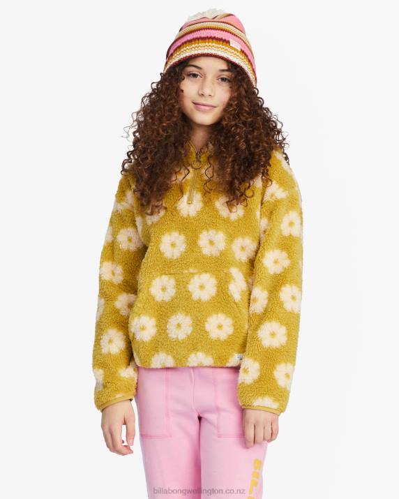 Girls Green Envy Billabong Just In Time Half-Zip Pullover Sweatshirt 80P82787