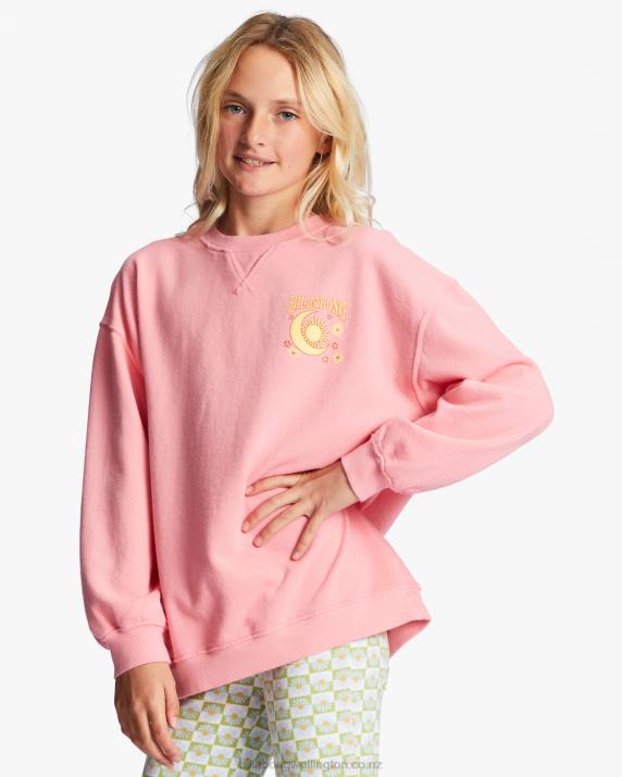 Girls Pink Wink Billabong Making Waves Crewneck Sweatshirt 80P82707