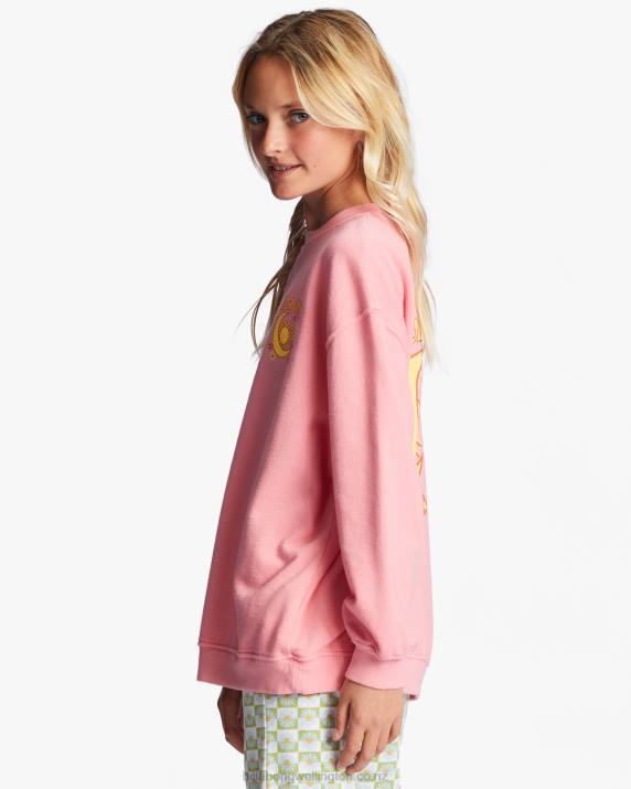Girls Pink Wink Billabong Making Waves Crewneck Sweatshirt 80P82707