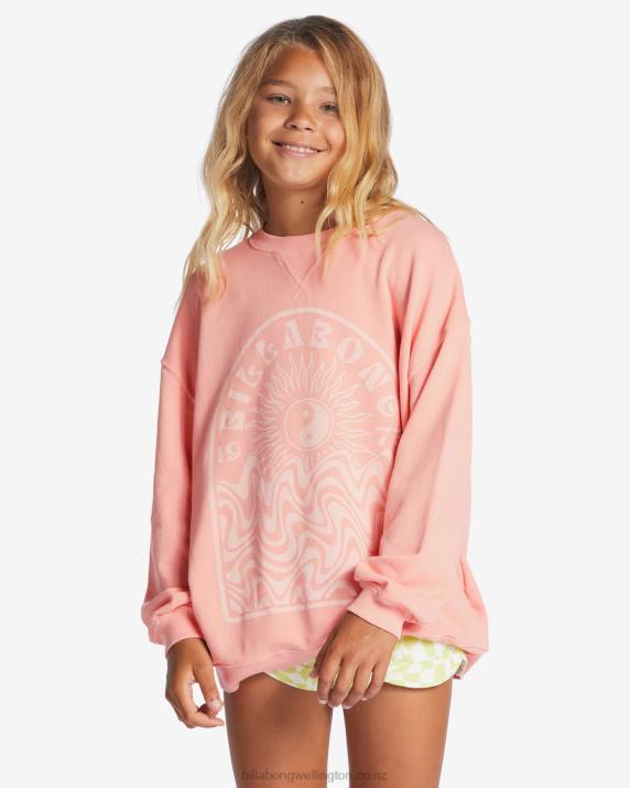 Girls Soft N Peachy Billabong Making Waves Crewneck Sweatshirt 80P82805