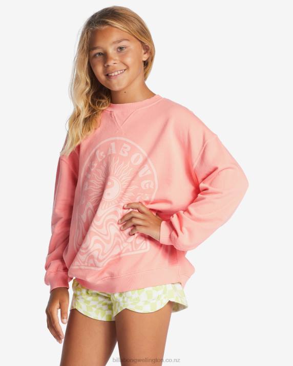 Girls Soft N Peachy Billabong Making Waves Crewneck Sweatshirt 80P82805