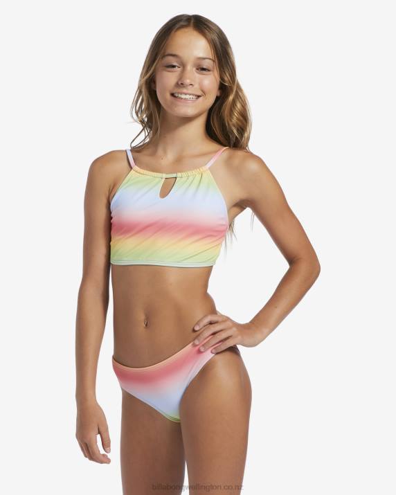 Girls Multi Billabong 4-16 Rad Rainbow High Neck Two-Piece Swim Set 80P82715