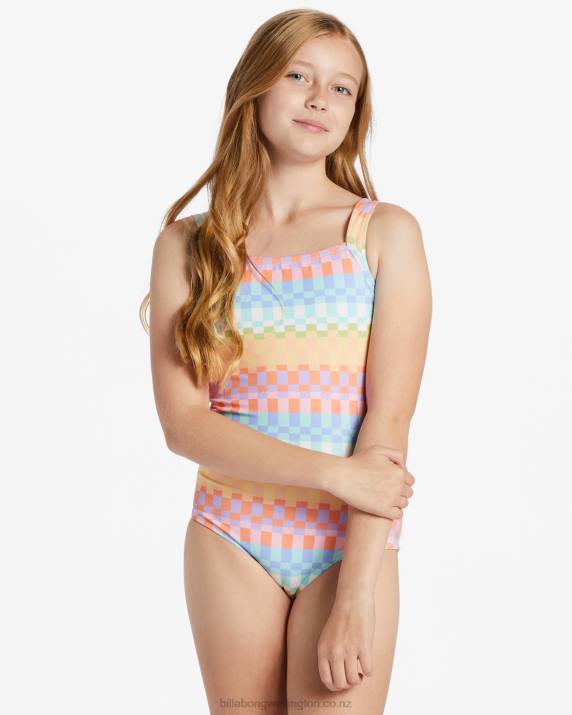 Girls Multi Billabong Paradise Check One-Piece Swimsuit 80P82648