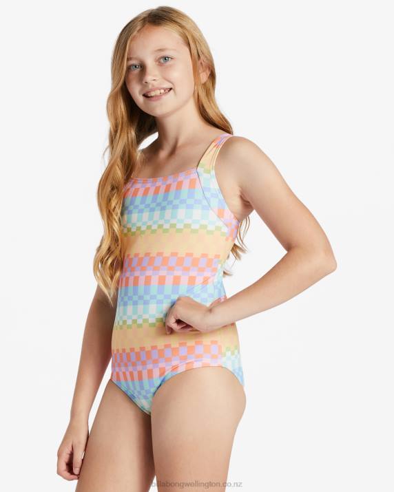 Girls Multi Billabong Paradise Check One-Piece Swimsuit 80P82648