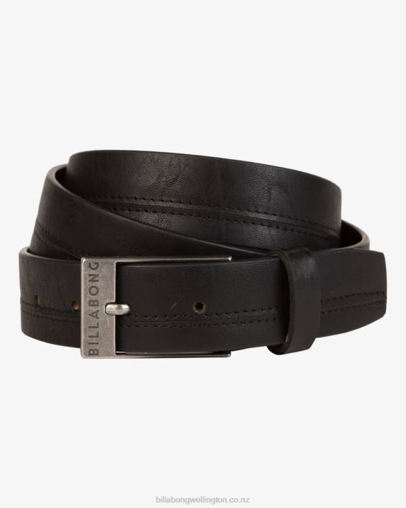 Men Black Billabong Dimension Faux Leather Belt 80P8802
