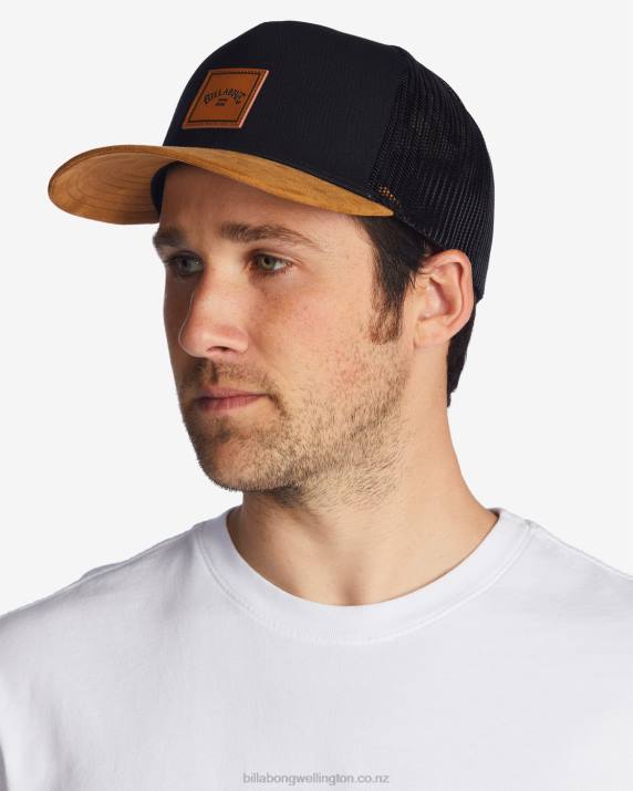 Men Black/Tan Billabong Stacked Trucker Hat 80P8700