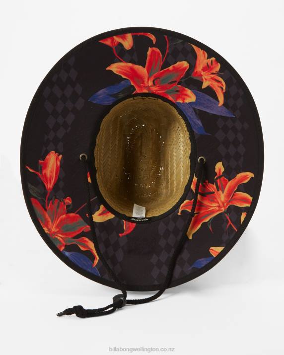 Men Charcoal Billabong Tides Print Straw Lifeguard Hat 80P8772