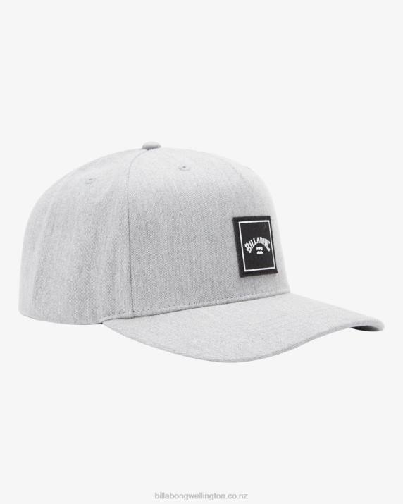 Men Grey Heather Billabong Stacked Snapback Hat 80P8826