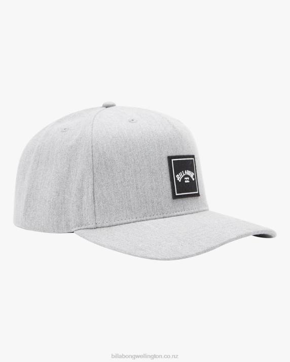 Men Grey Heather Billabong Stacked Snapback Hat 80P8826