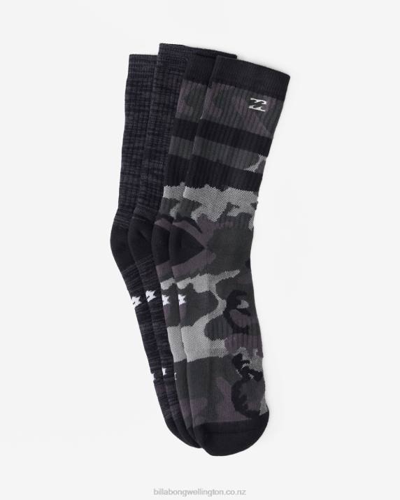 Men Black Billabong 2-Pack Camo Crew Socks 80P8743