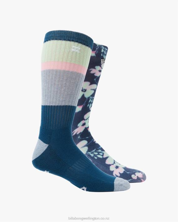 Men Navy Billabong 2 Pack Midnight Crew Socks 80P8726