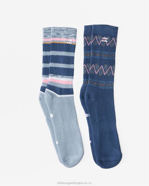 Men Navy Billabong 2-Pack Paisley Crew Socks 80P8733