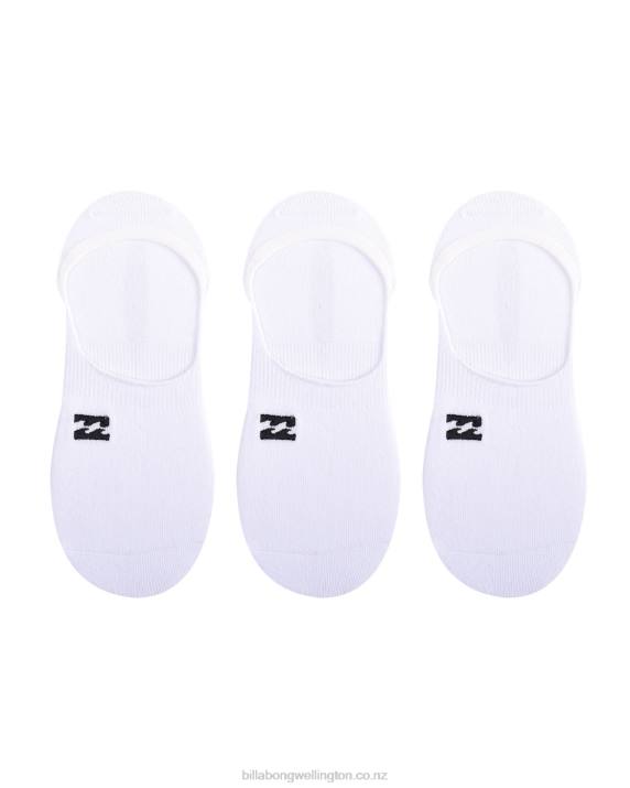 Men White Billabong 3-Pack Core No-Show Socks 80P8704